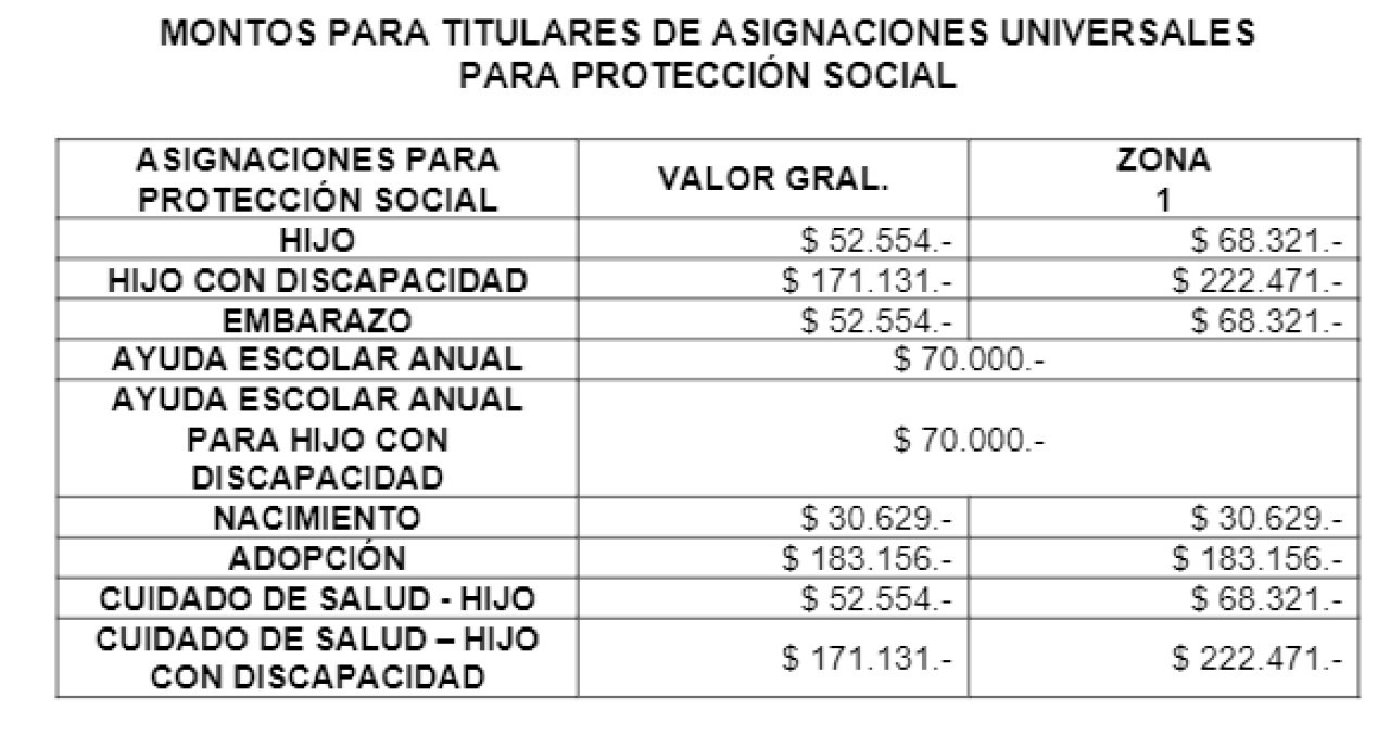 Aumento en las asignaciones familiares.