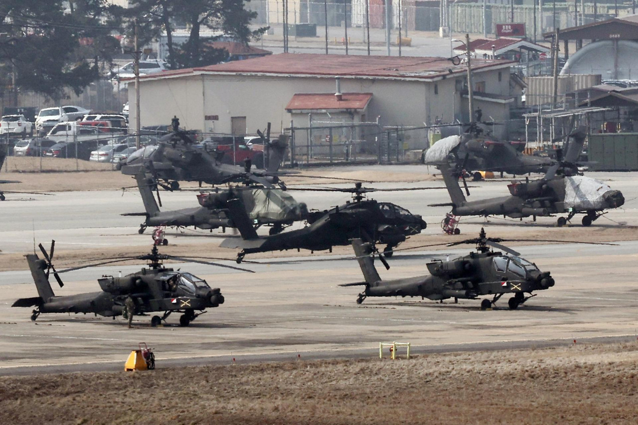 Ejercicios militares en conjunto entre Corea del Sur y Estados Unidos. Foto: EFE.