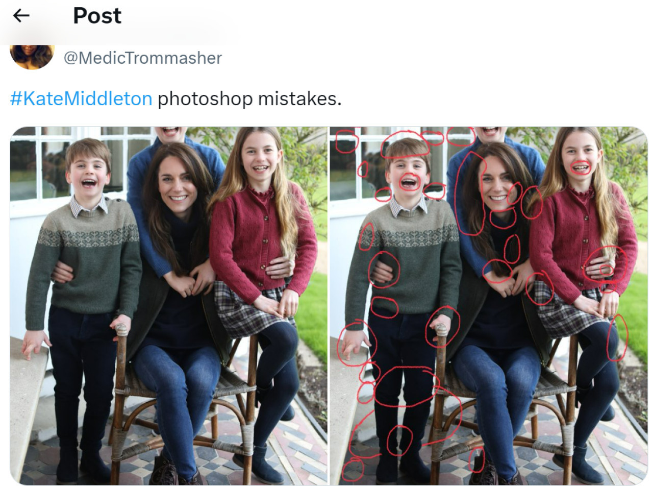 Kate Middleton utilizó Photoshop y quedó en descubierto. Foto: X.