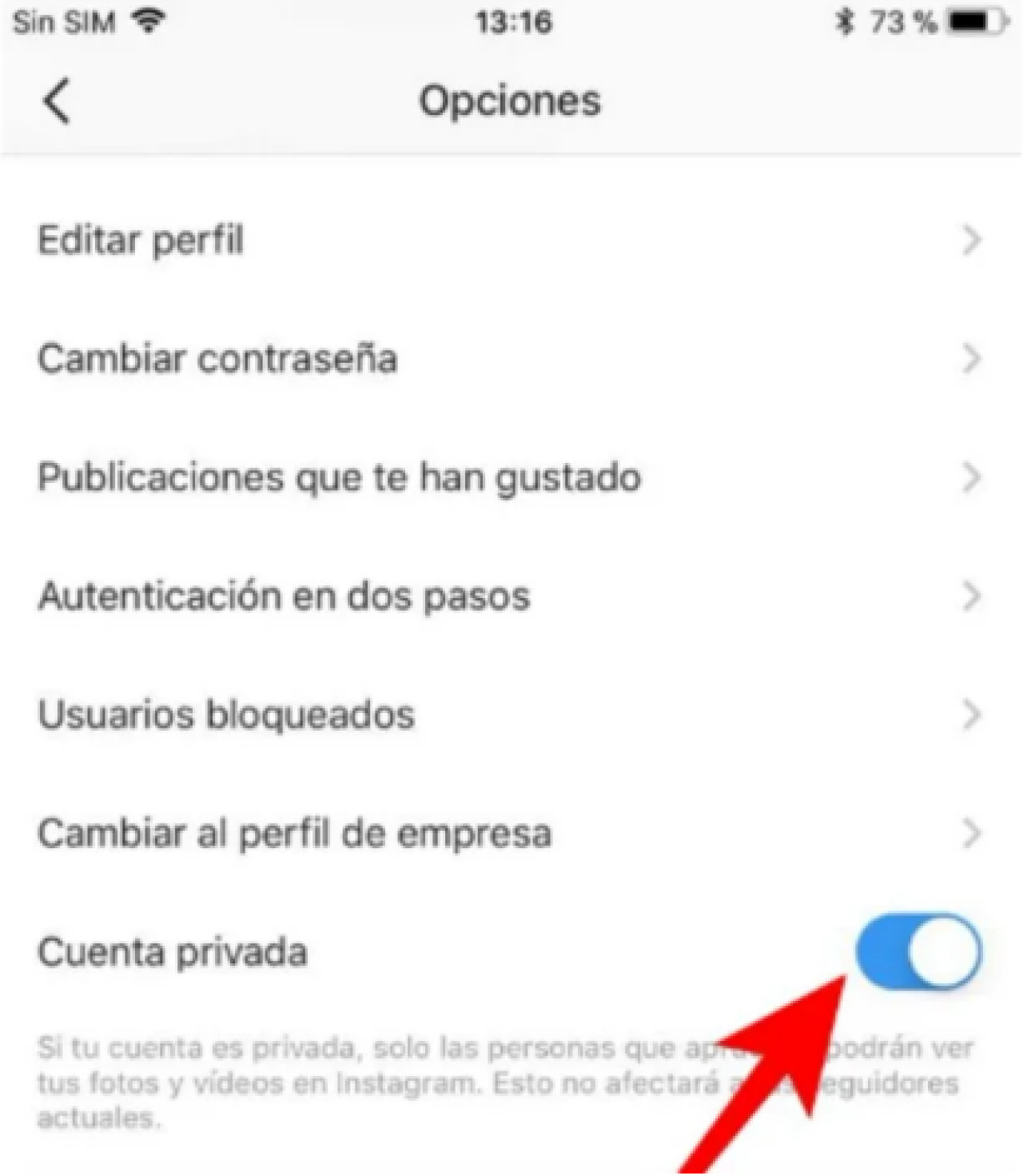 Cambio de configuración de Instagram en iOS. Foto: NA.