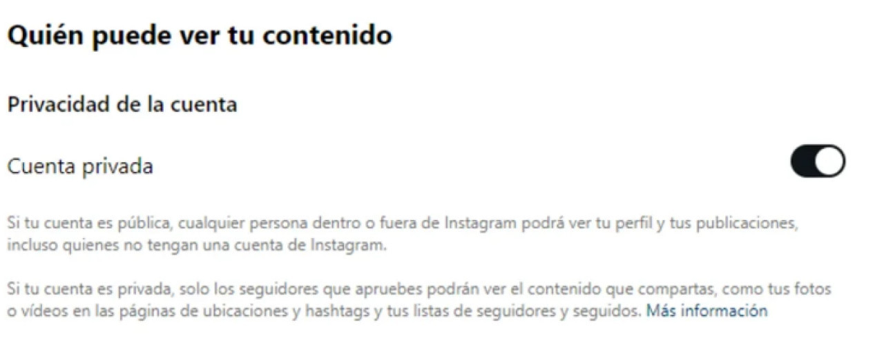 Cambio de configuración de Instagram en la web. Foto: NA.