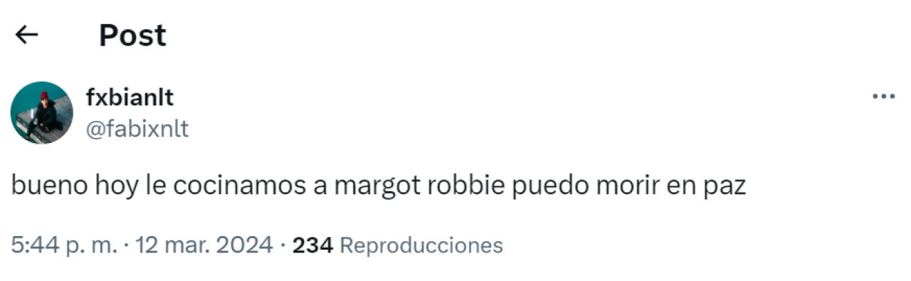 El comentario en redes del cocinero del lugar donde fue Margot. Foto: X.