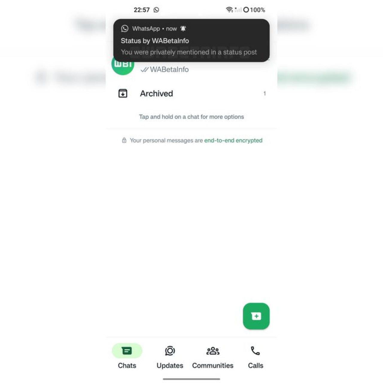 Mención en los Estados, la nueva función de WhatsApp. Foto: X/@WABetaInfo