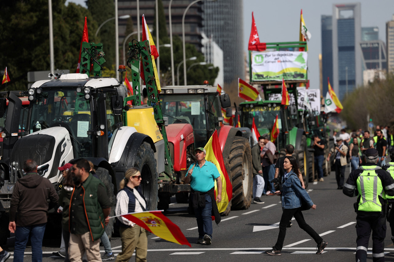 Protestas de agricultores en Madrid, España. Foto: EFE.