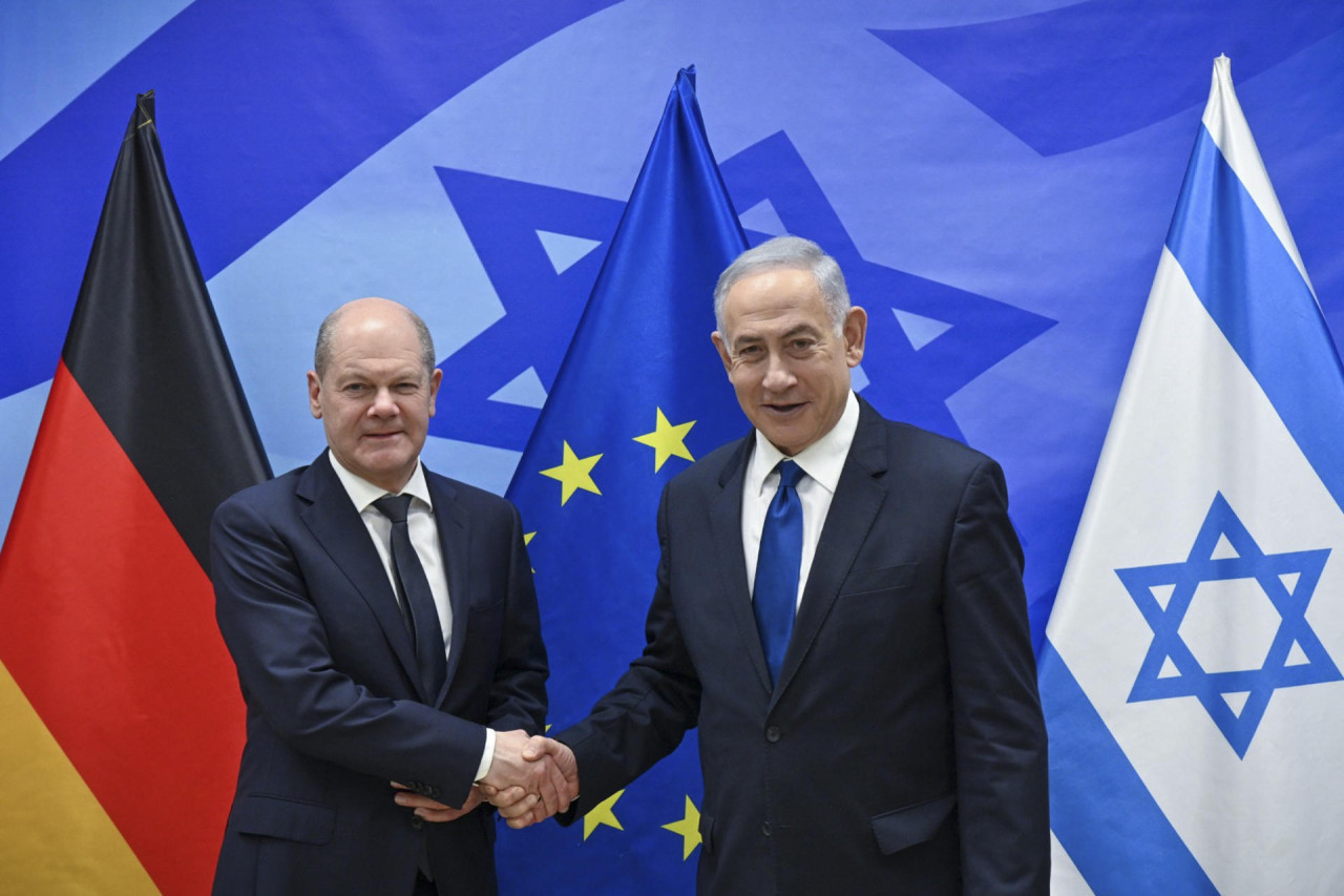 Benjamín Netanyahu y Olaf Scholz. Foto: EFE