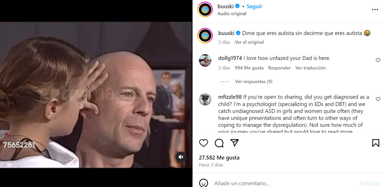 El posteo que compartió la hija de Bruce Willis. Foto: Instagram.