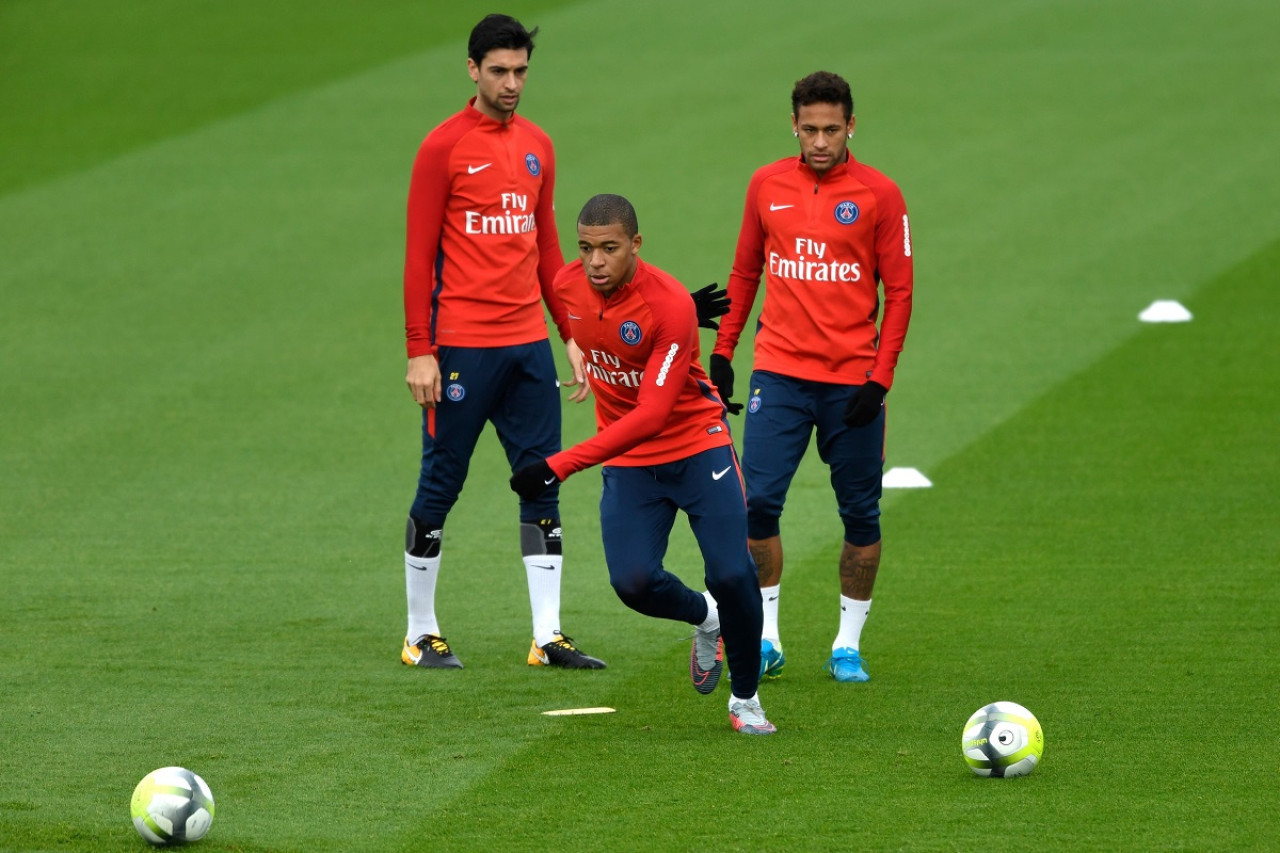 Kylian Mbappé, Javier Pastore y Neymar en PSG. Foto: NA.