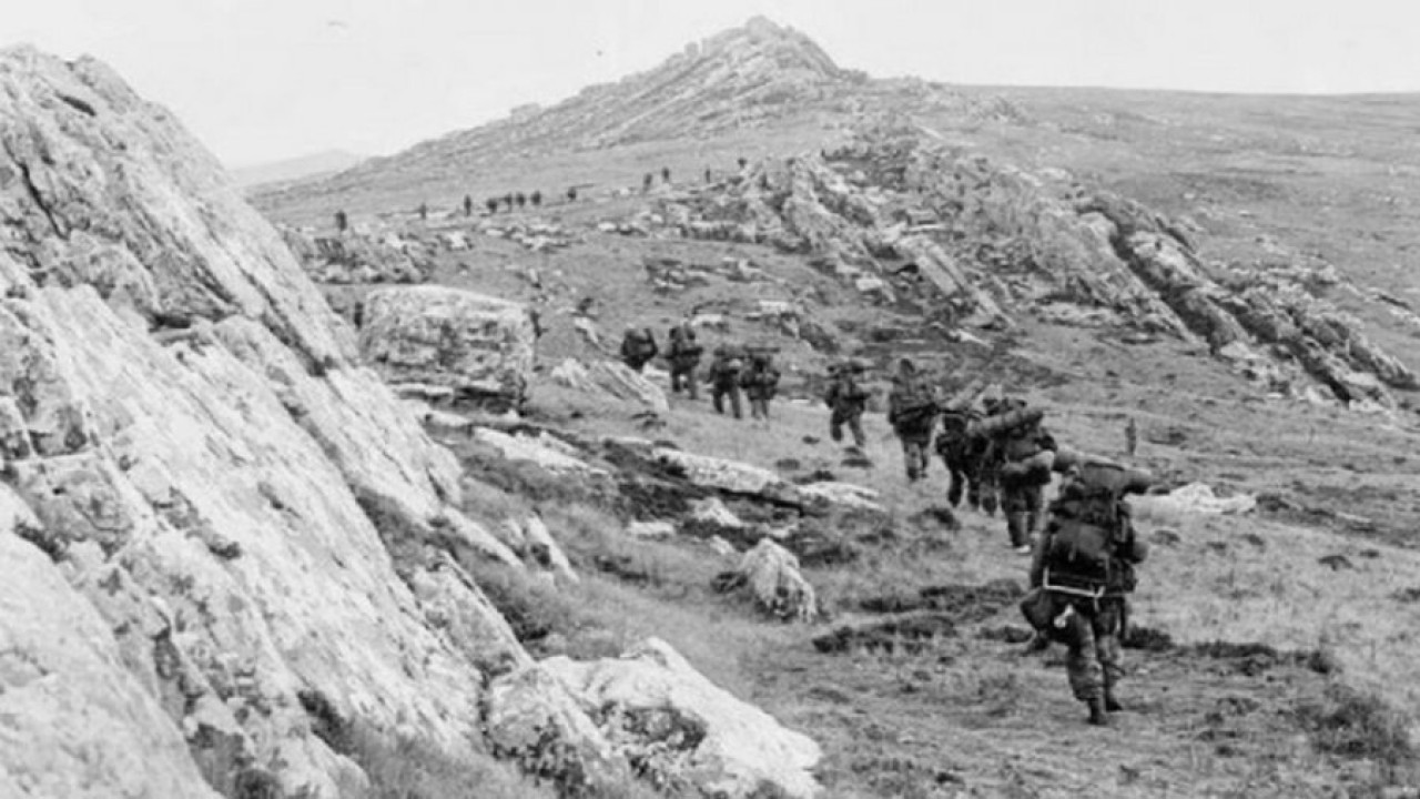 El Regimiento de Monte Caseros en el Monte Harriet. Foto: Archivo.
