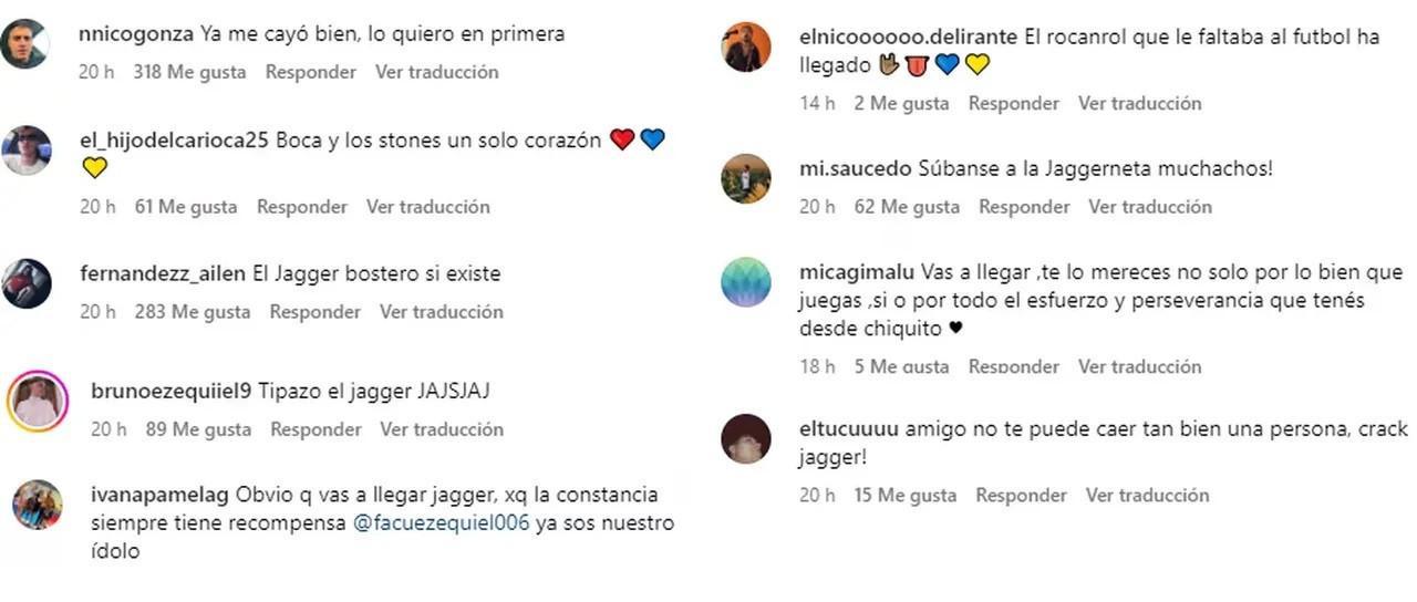 Comentario sobre Facundo Herrera, el Mick Jagger de las inferiores de Boca. Foto: Instagram.