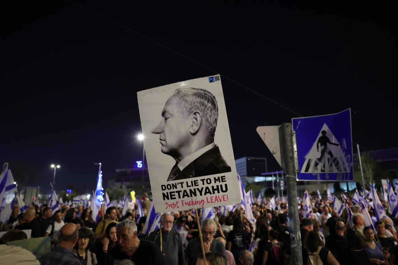 Protestas en Israel contra Benjamin Netanyahu. Foto: EFE.