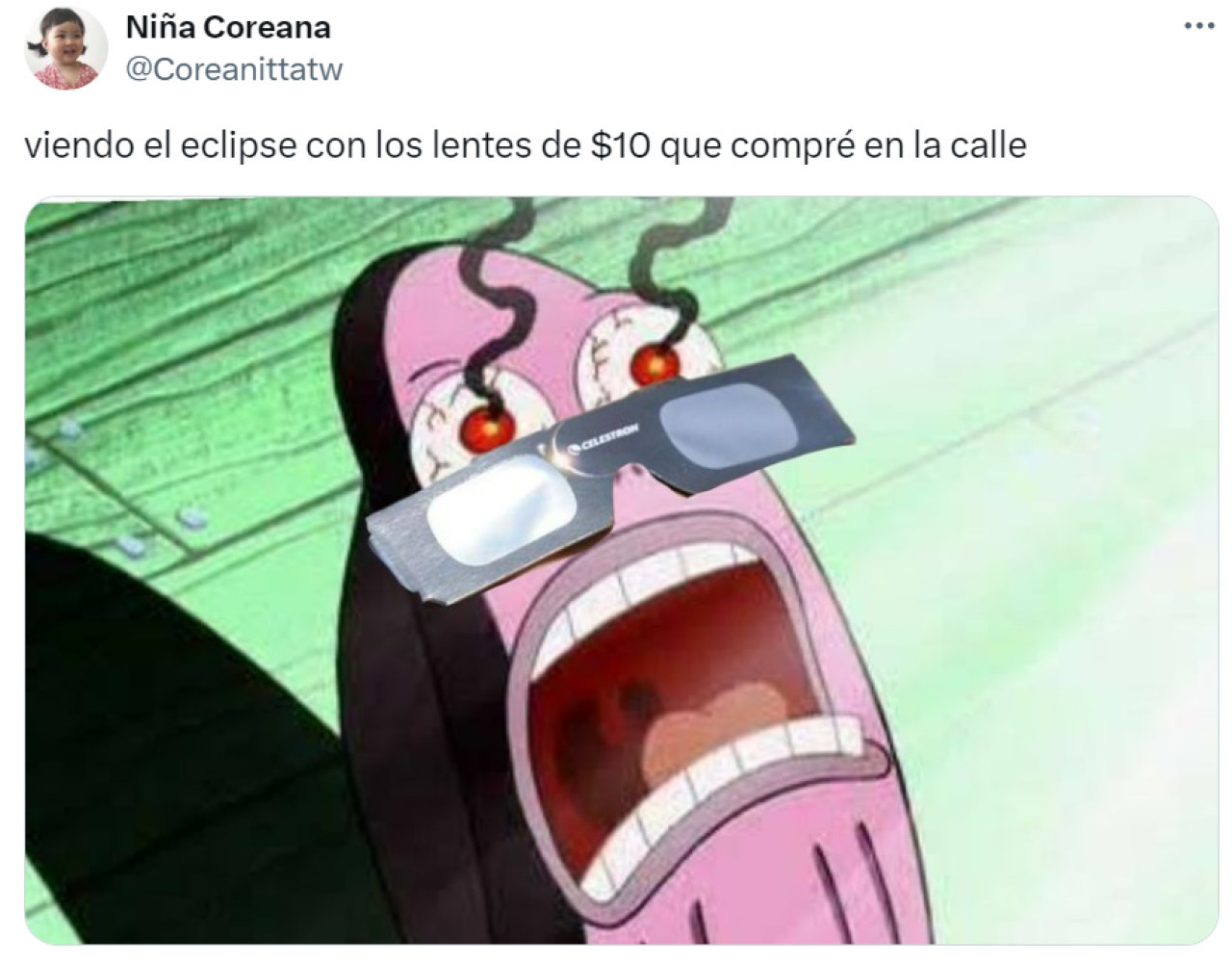 Memes sobre el eclipse solar. Foto: X.