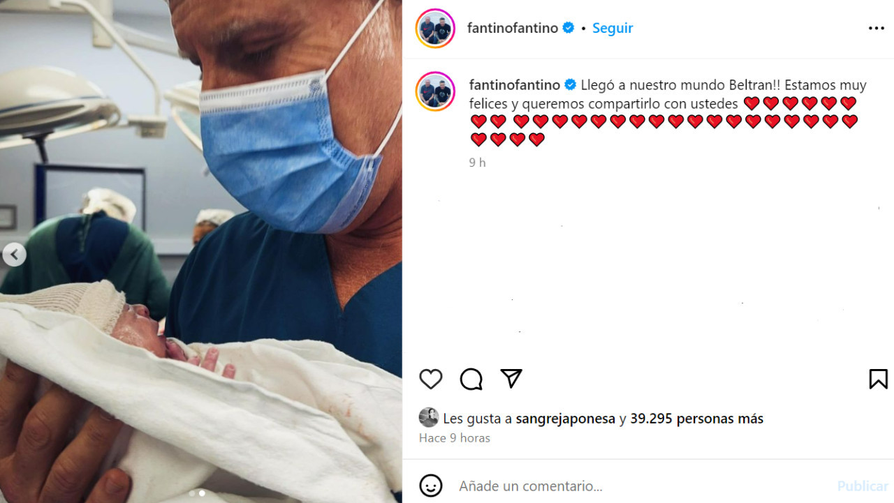 Nació el hijo de Alejandro Fantino y Coni Mosqueira. Foto: Instagram.