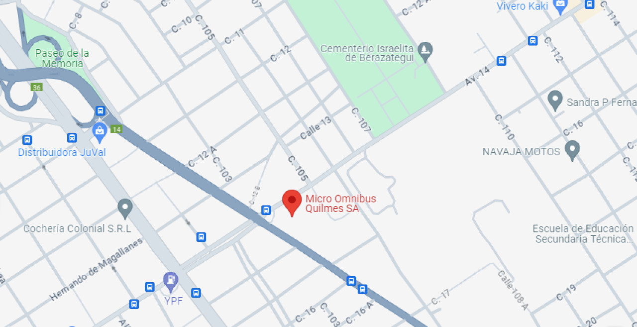 El hecho ocurrió a metros de la terminal de la empresa Micro Ómnibus Quilmes SA. Foto: Google Maps