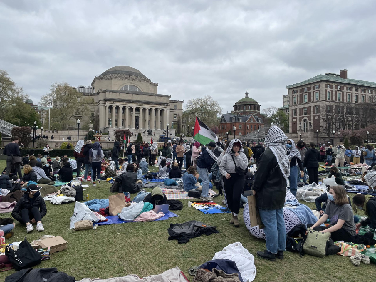 Sentada propalestina en la Universidad de Columbia. Foto: EFE.