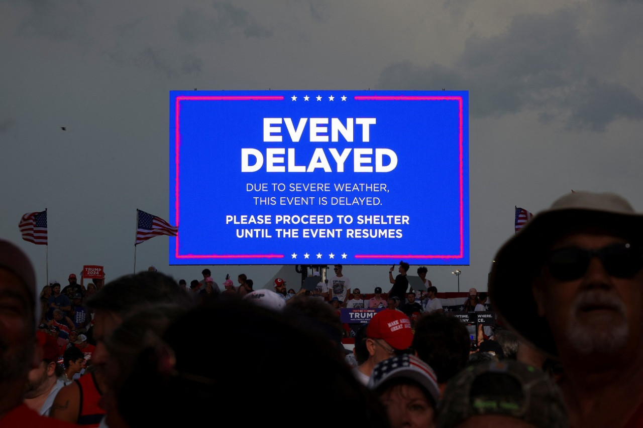 Cancelación de la presentación de Trump en Wilmington. Foto: Reuters