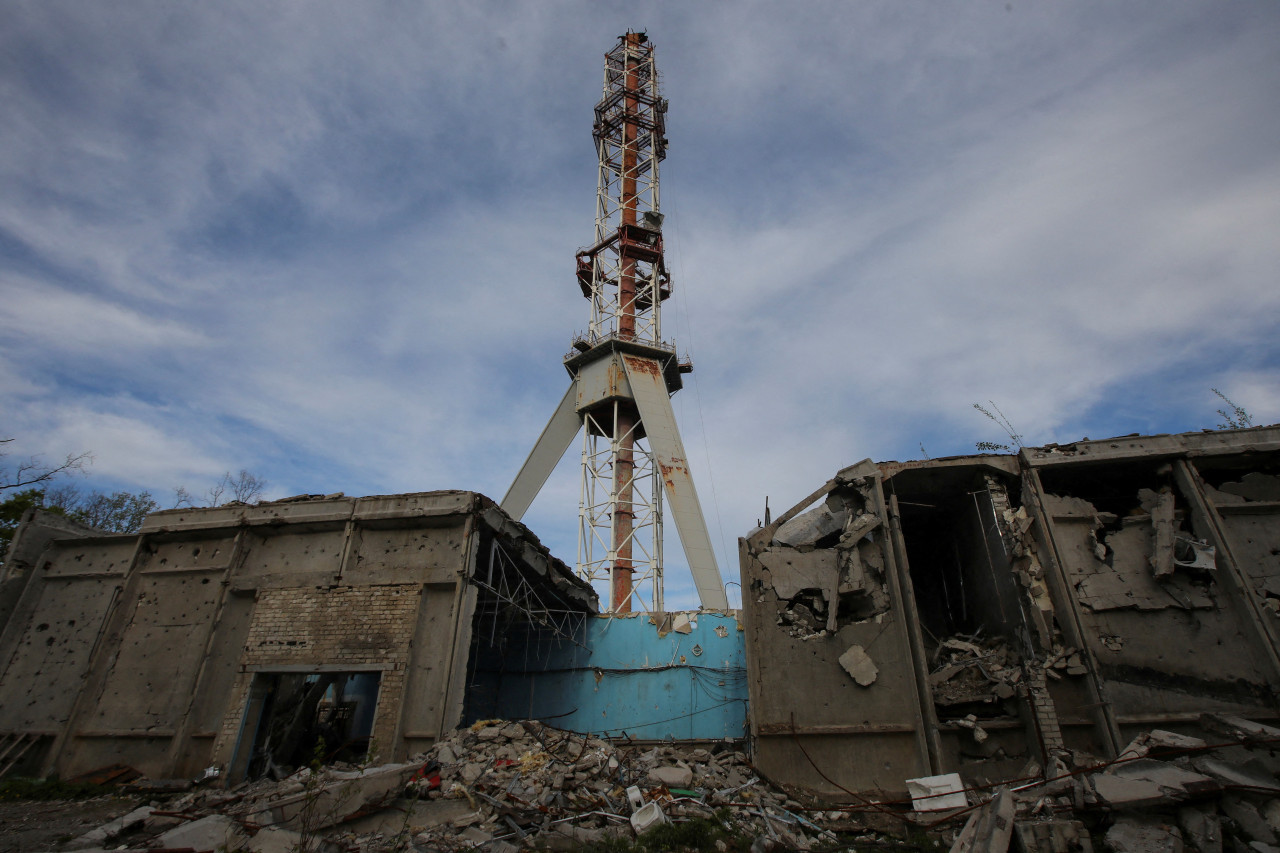 El destrozo del canal de televisión ucraniano. Foto: Reuters