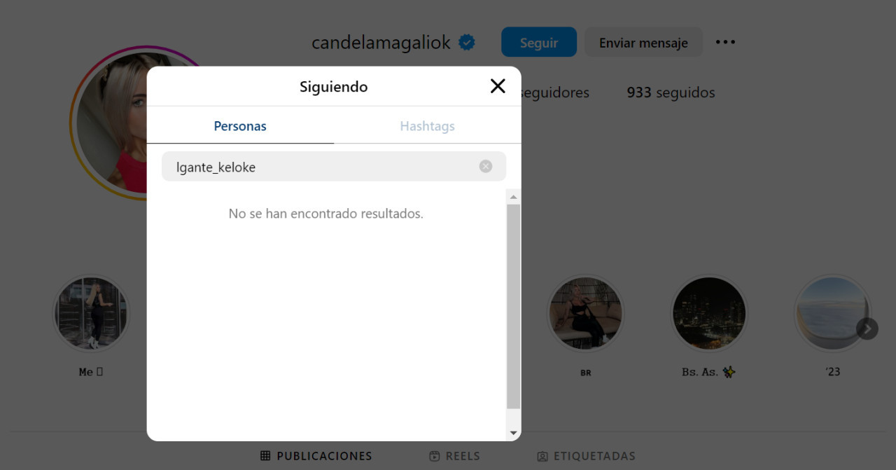 Candela dejó de seguir a L-Gante. Foto: Instagram.