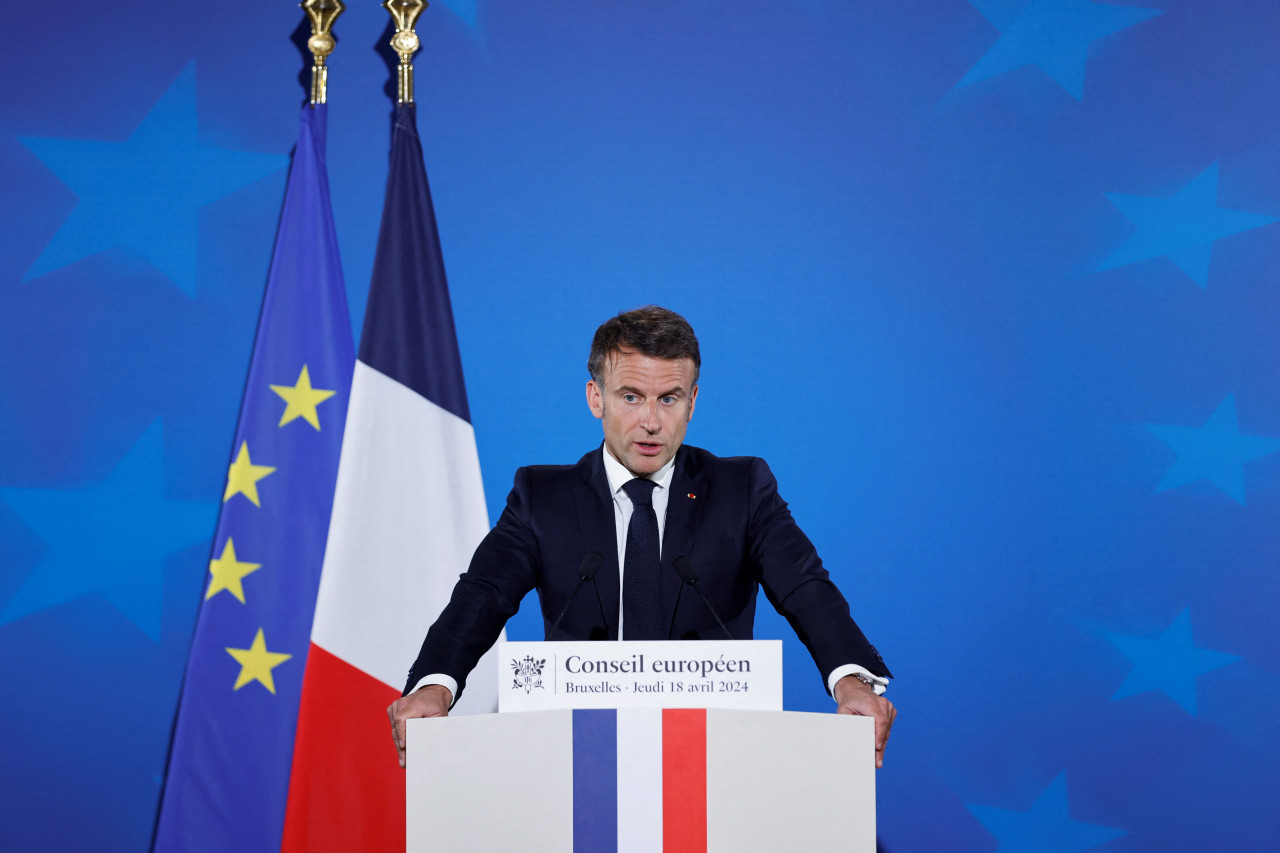 French President Emmanuel Macron at the EU leaders' summit in Belgium.  Photo: Reuters