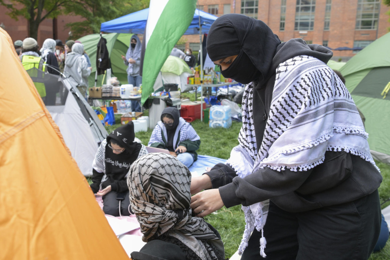 Manifestaciones en universidades de Estados Unidos contra el genocidio en Gaza. Foto: EFE.