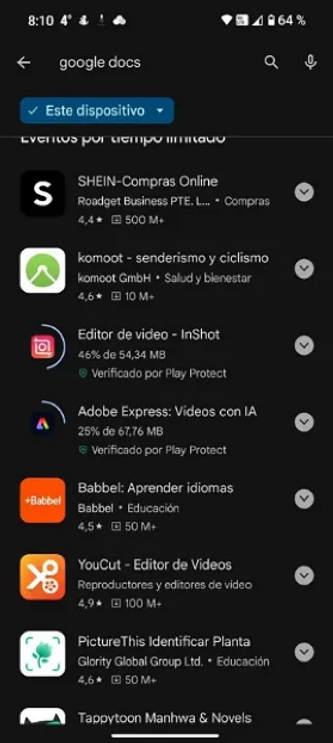 La nueva función de Google Play Store permitirá descargar hasta dos aplicaciones a la vez. Foto: NA.