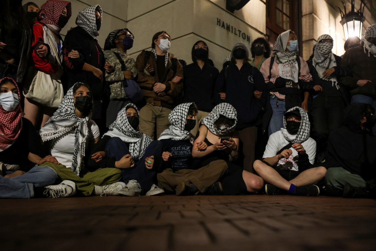 Protesta propalestina en la Universidad de Columbia. Foto: Reuters