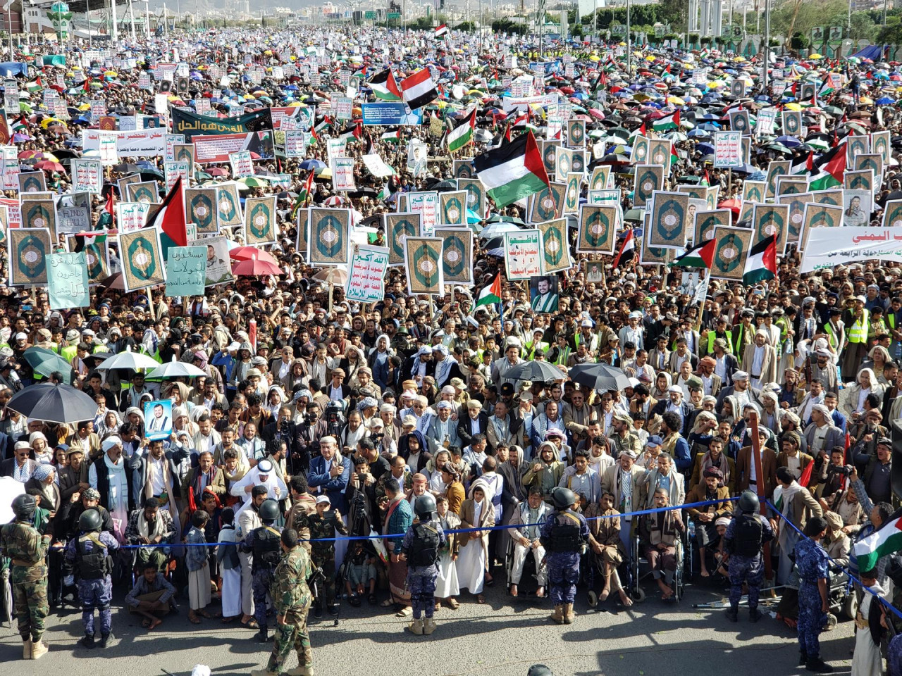 Manifestación propalestina en Yemen. Foto: EFE.
