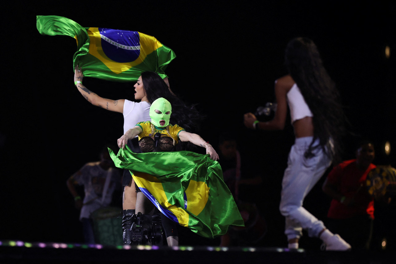 Madonna en la prueba de sonido en Río de Janeiro. Foto: Reuters.
