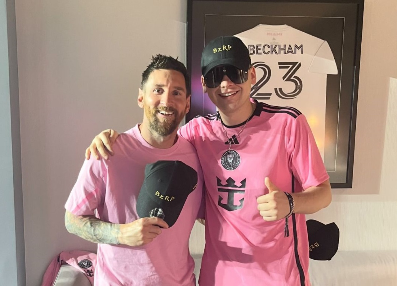 Bizarrap junto a Lionel Messi en Miami. Foto: Instagram @bizarrap.