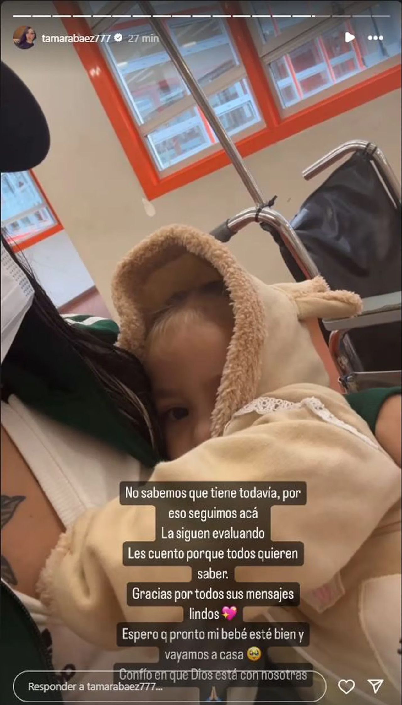 Preocupación por la salud de la hija de L-Gante y Tamara Báez. Foto: Instagram