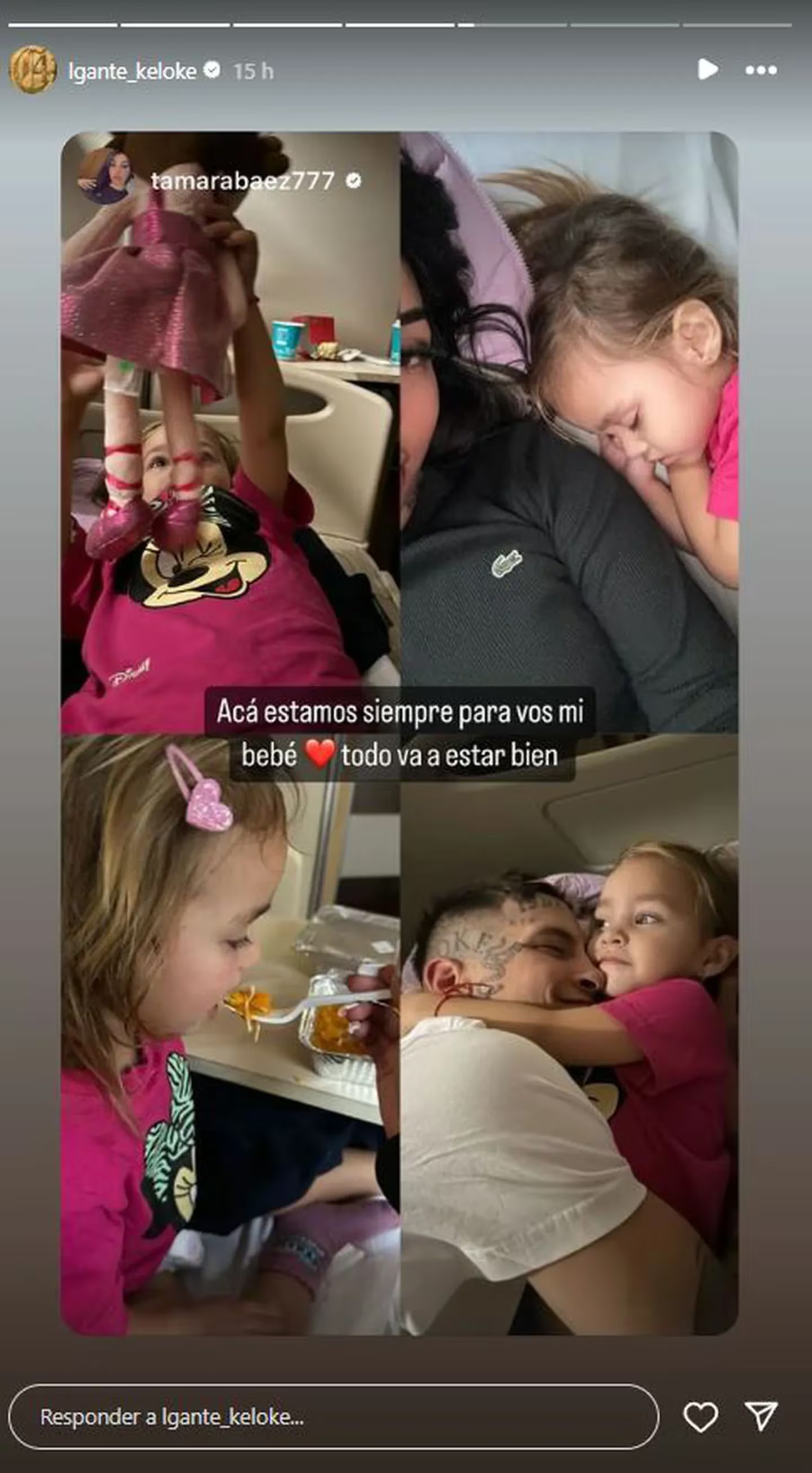 Preocupación por la salud de la hija de L-Gante y Tamara Báez. Foto: Instagram