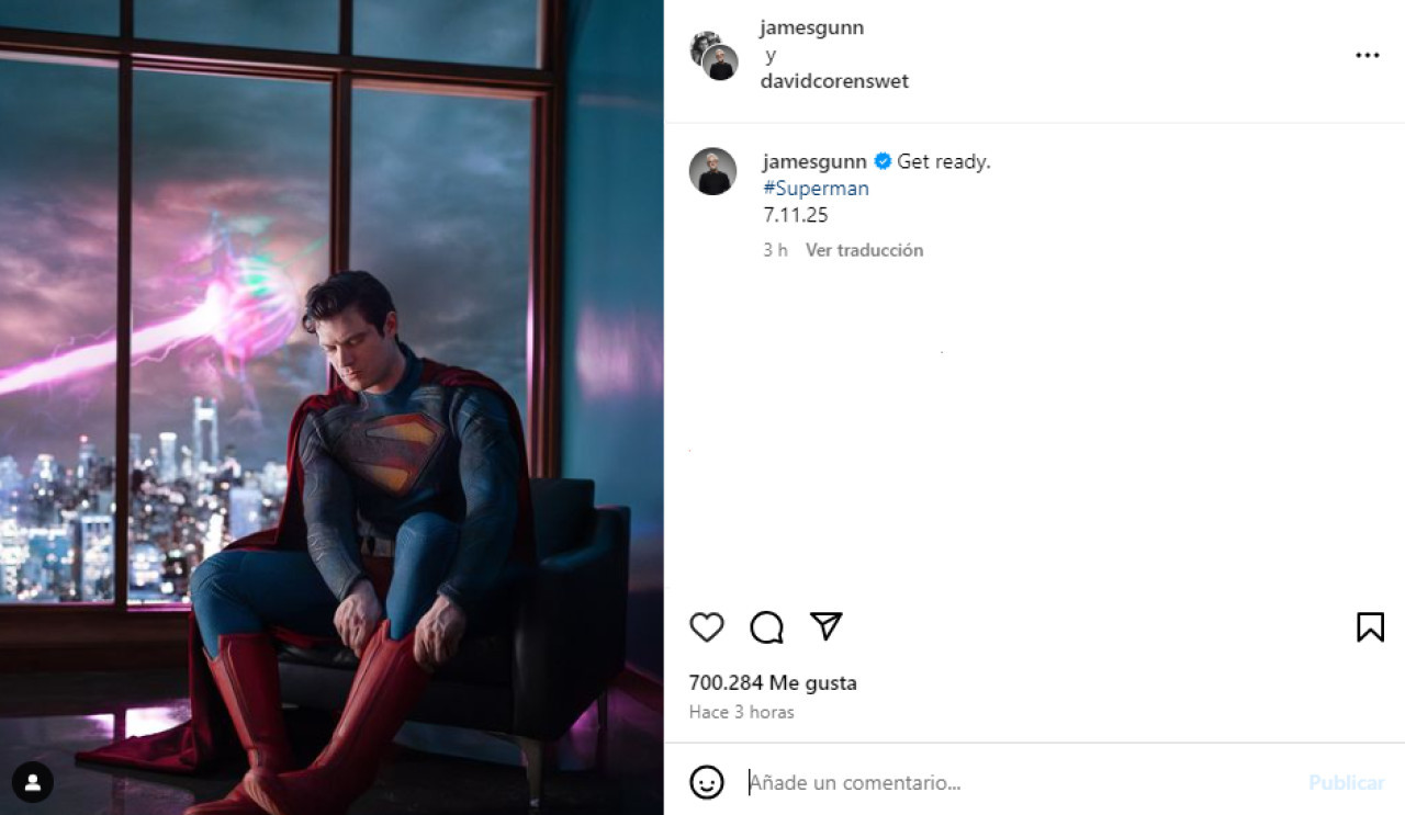 La publicación de James Gunn. Foto Instagram.