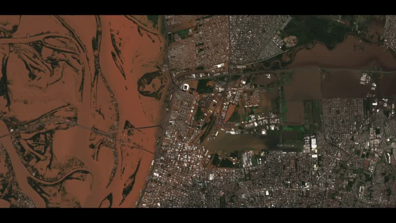 Imágenes de satélite de las inundaciones en Brasil. Foto: Reuters.
