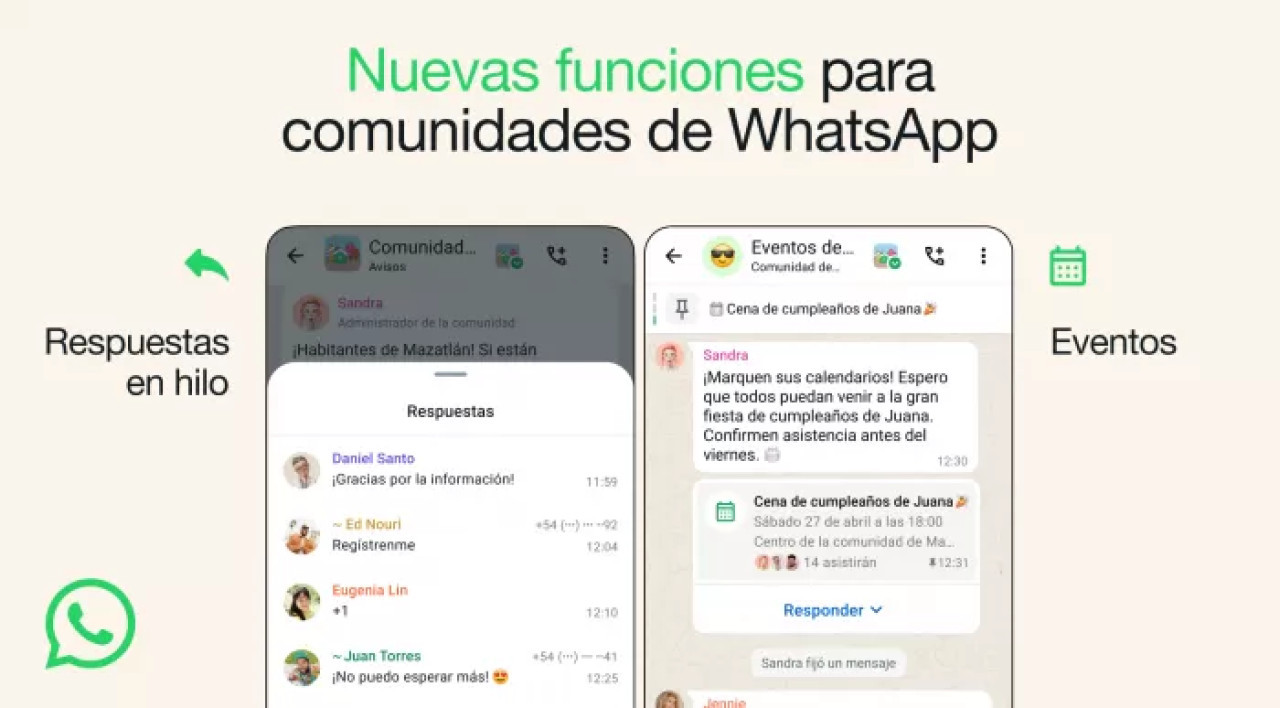 Funciones para las Comunidades de WhatsApp. Foto: WhatsApp Blog.