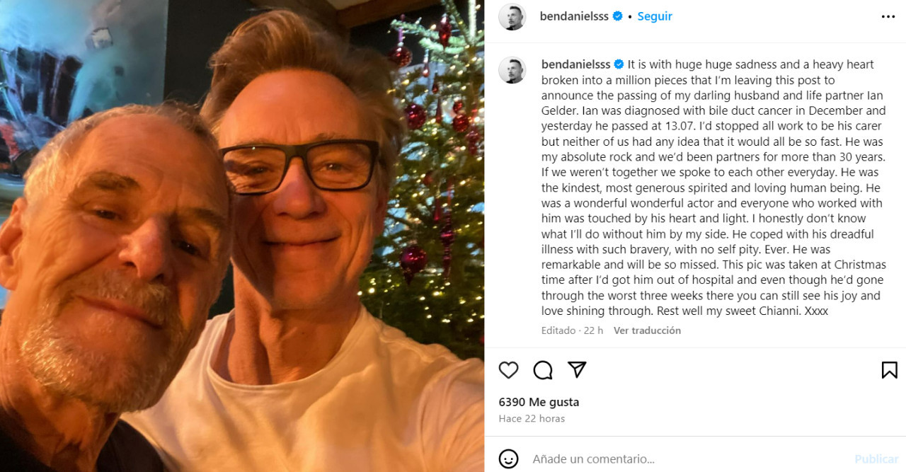 El posteo de la pareja de Ian Gelder. Foto: Instagram.