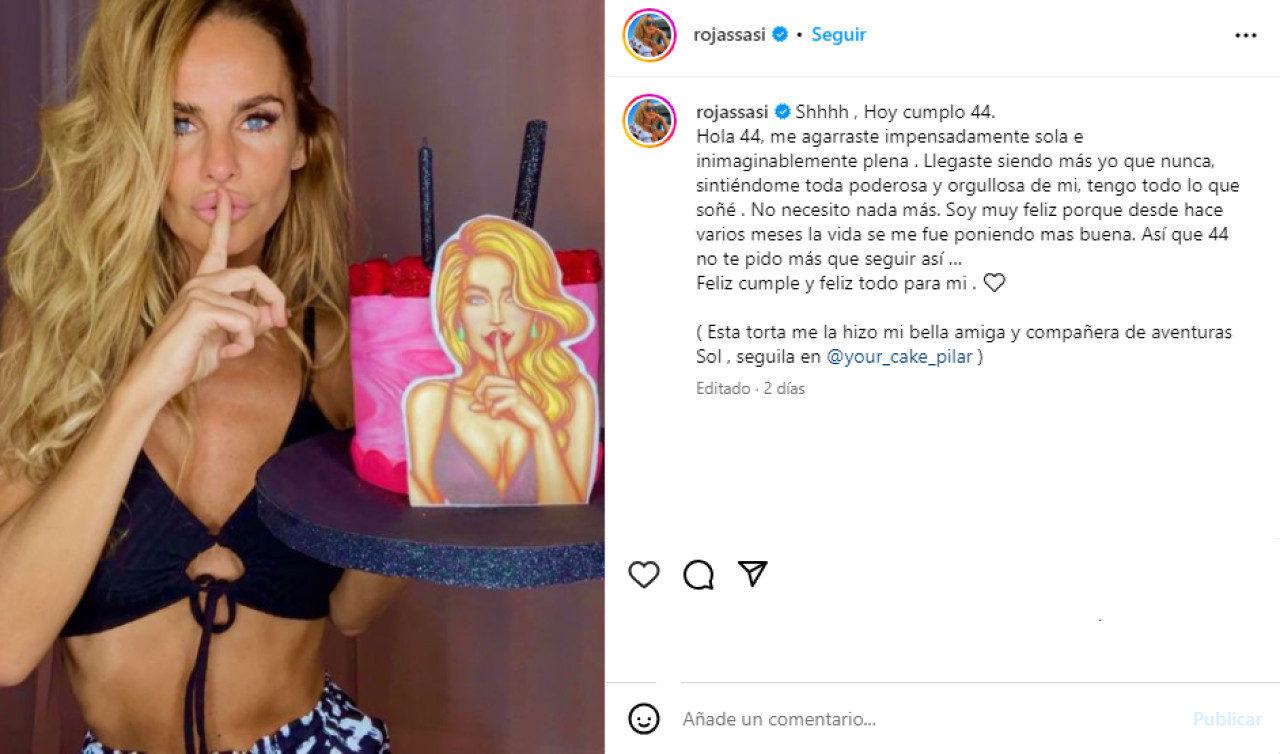 La publicación de Sabrina Rojas por su cumpleaños. Foto Instagram.