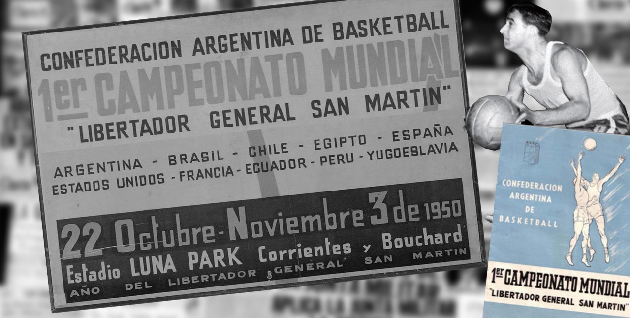 Afiche de la final del Mundial de básquet de 1950.
