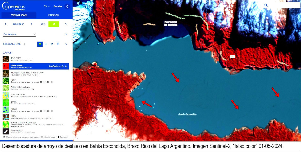 Imágenes satelitales de la zona en cuestión. Foto: Parque Nacional Los Glaciares.
