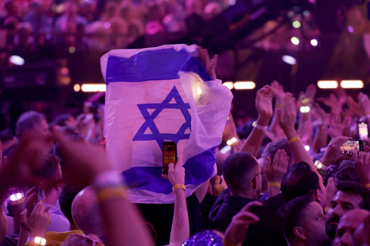 Bandera de Israel en Eurovisión 2024. Foto: Reuters.