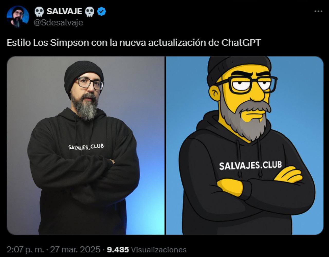 Imágen hecha por el "Modo Los Simpson" con ChatGPT. Fuente: X @Sdesalvaje