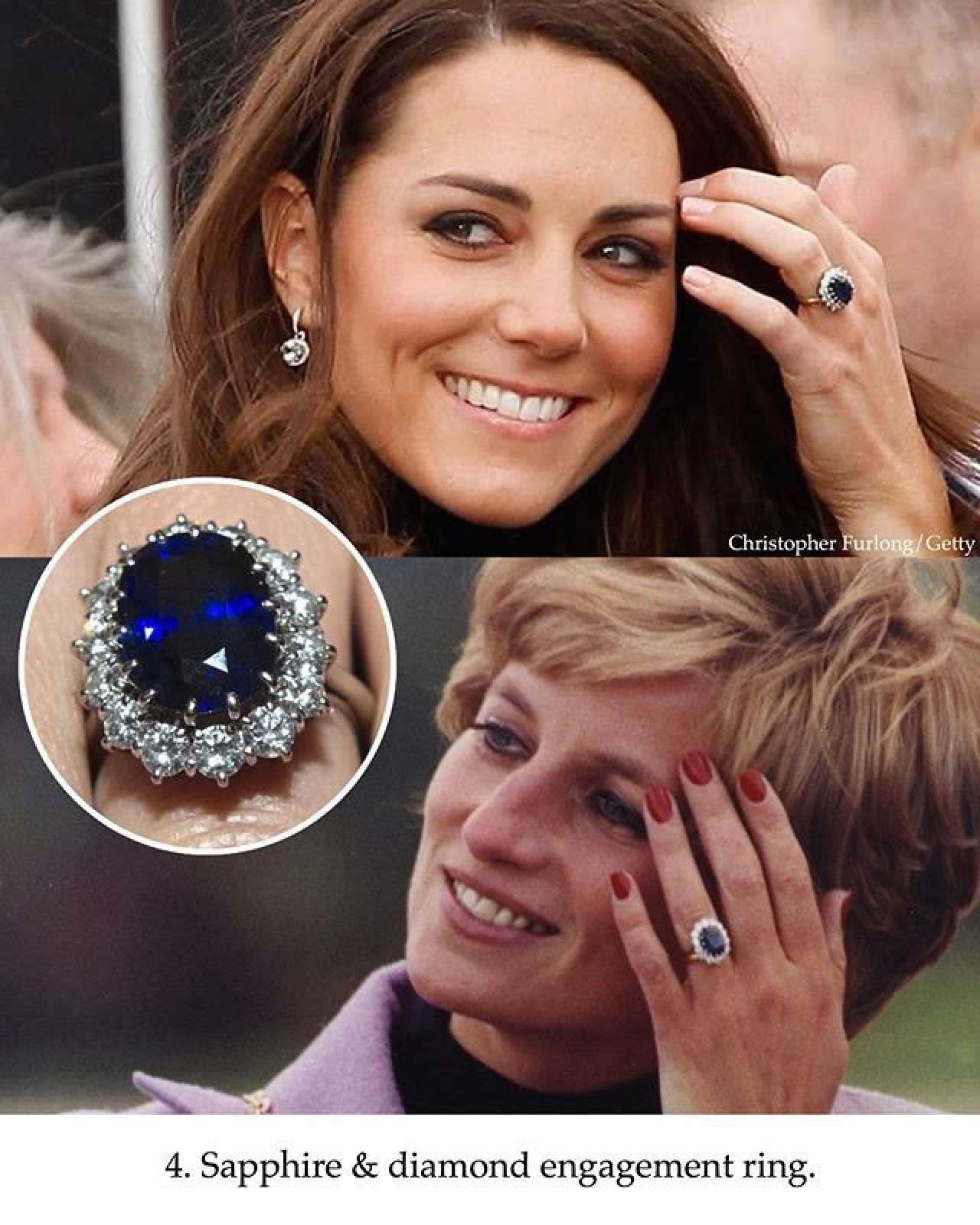 Anillo de compromiso de Kate Middleton. Foto: Pinterest /  Christopher Furlong.