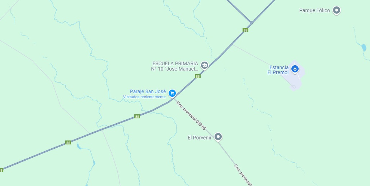 La zona del sitio del choque. Foto: Google Maps.