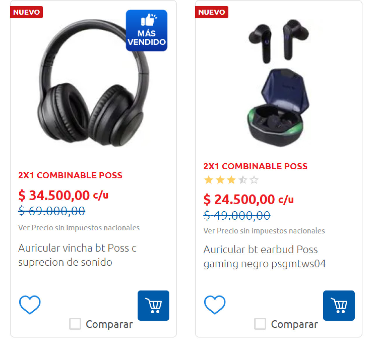 Auriculares 2x1. Foto: Carrefour.