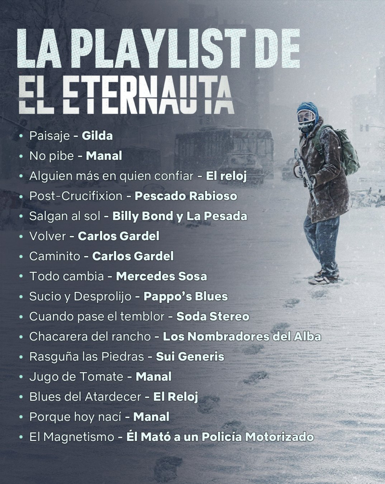 La playlist de El Eternauta. Foto: @CheNetflix