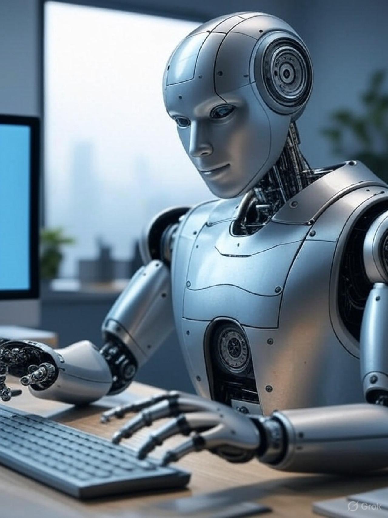 Inteligencia Artificial en el trabajo. Foto: Grok.