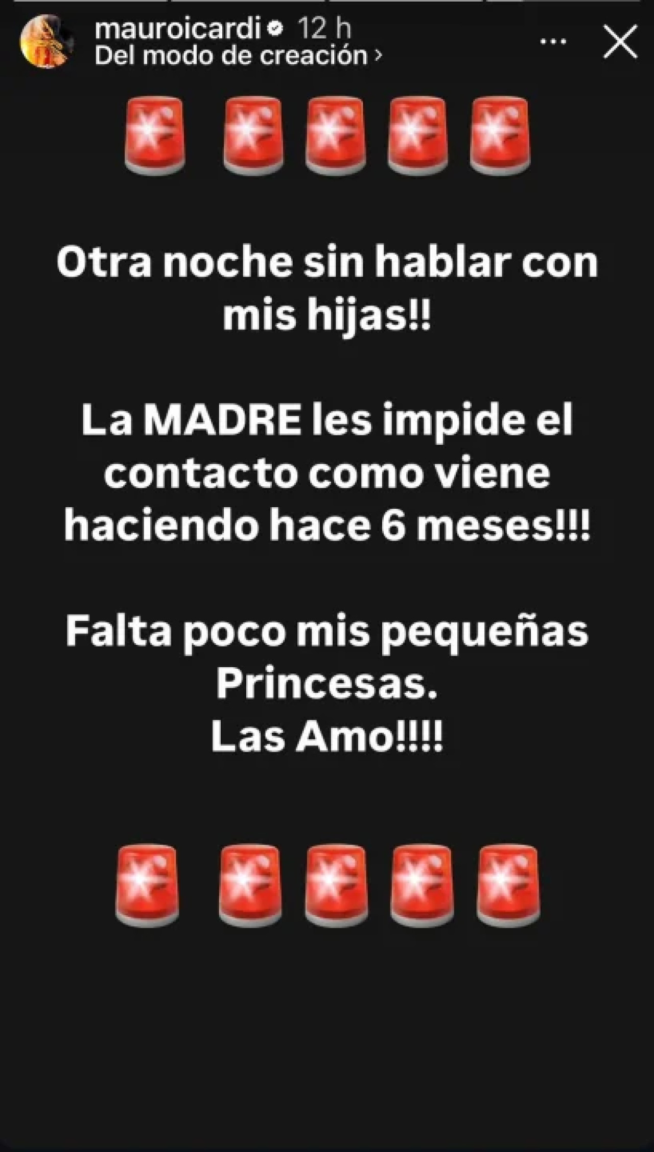 El posteo de Mauro Icardi dedicado a sus hijas. Foto: Instagram.
