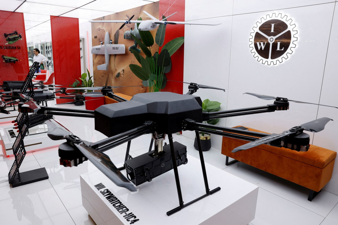 Los drones exhibidos en IDEAS. Foto: Reuters (Akhtar Soomro)