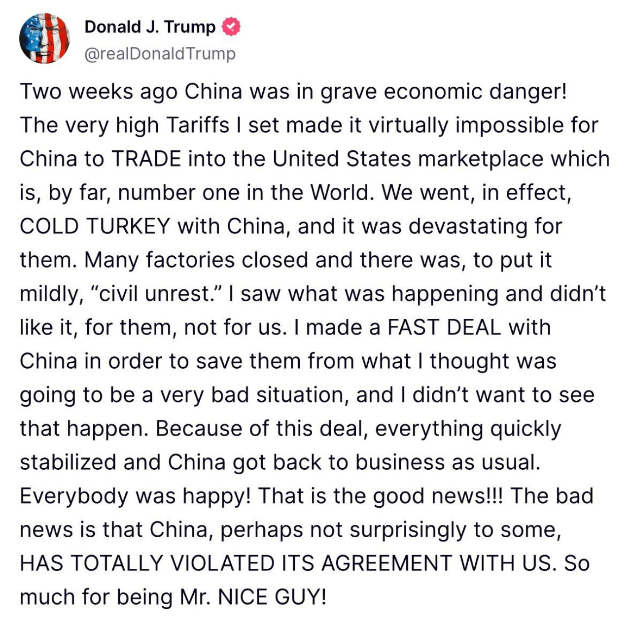 Donald Trump contra China por los aranceles. Foto: Captura.