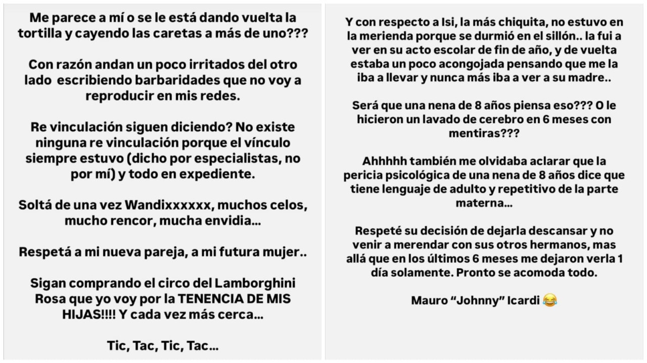 Las historias de Mauro Icardi tras las acusaciones de Wanda Nara. Foto: Instagram / mauroicardi.