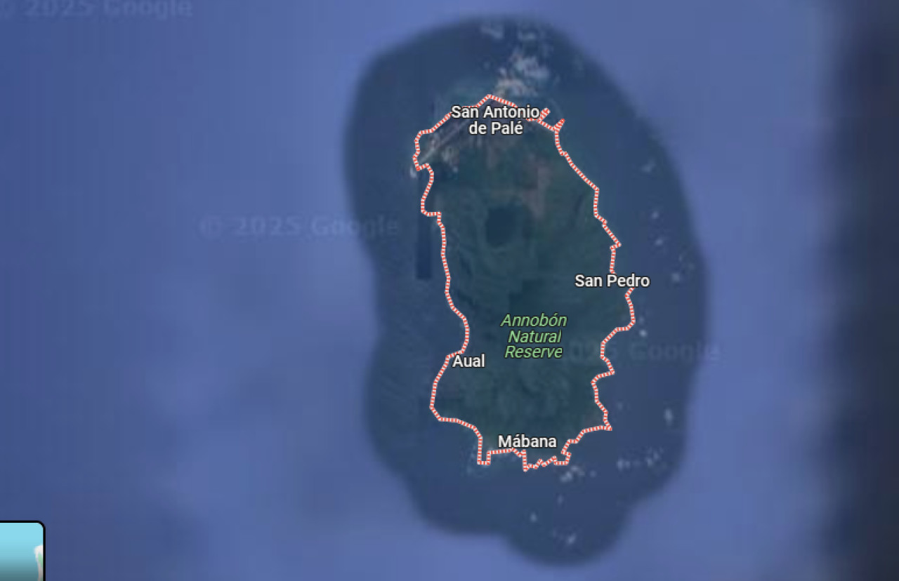 Annobón, la isla de África que busca independizarse. Foto: Google Maps.
