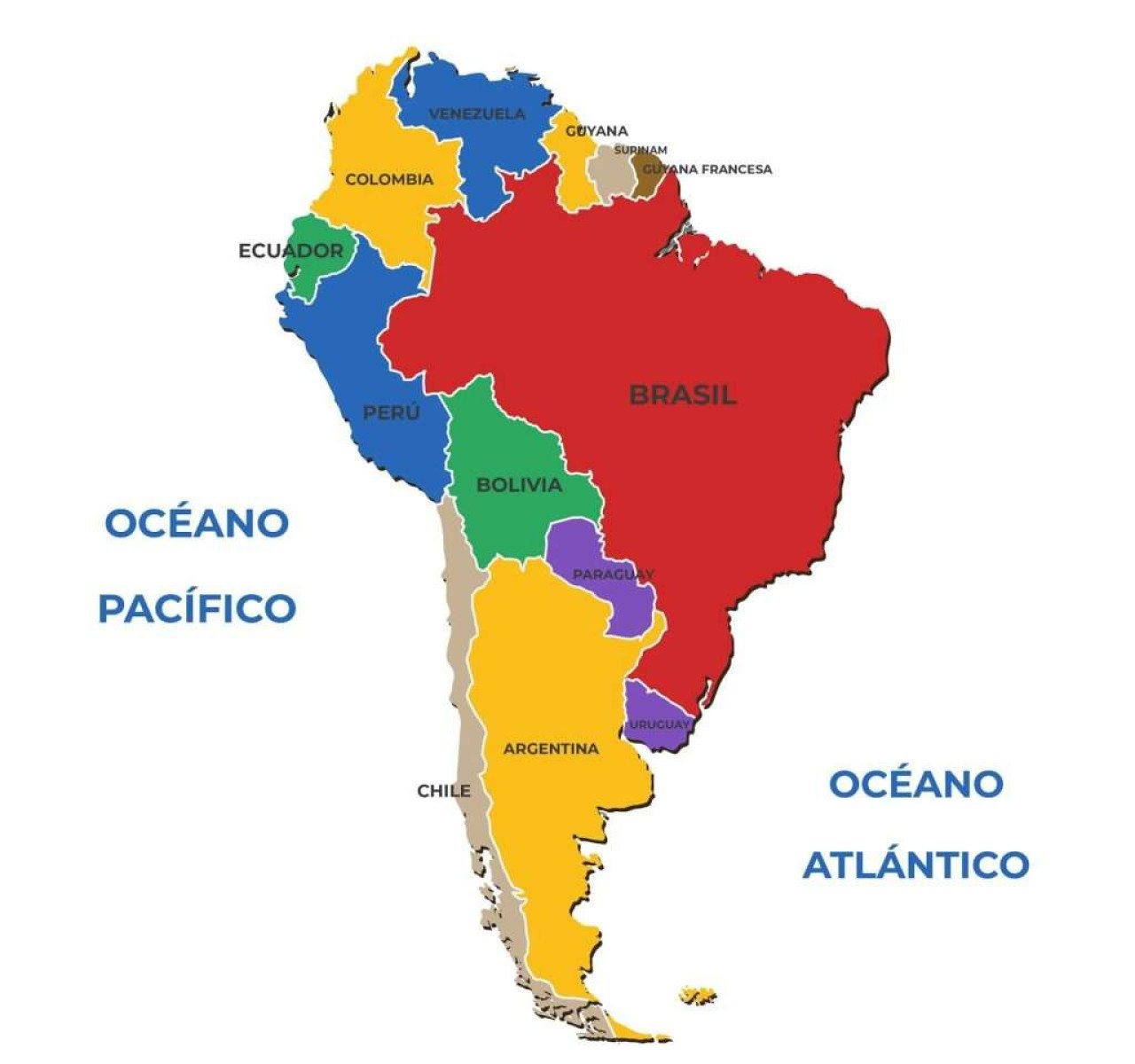 Mapa de América del Sur. Foto mundomapa.com